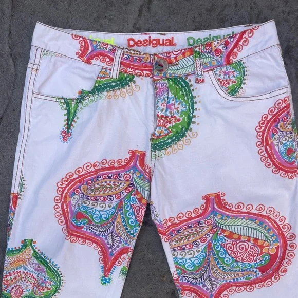 Desigual Multicolor Paisley Skinny Jeans pants size 28 - Picture 3 of 8